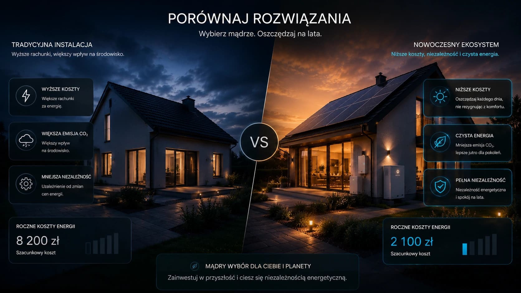 Porównanie rozwiązań energetycznych dla różnych domów